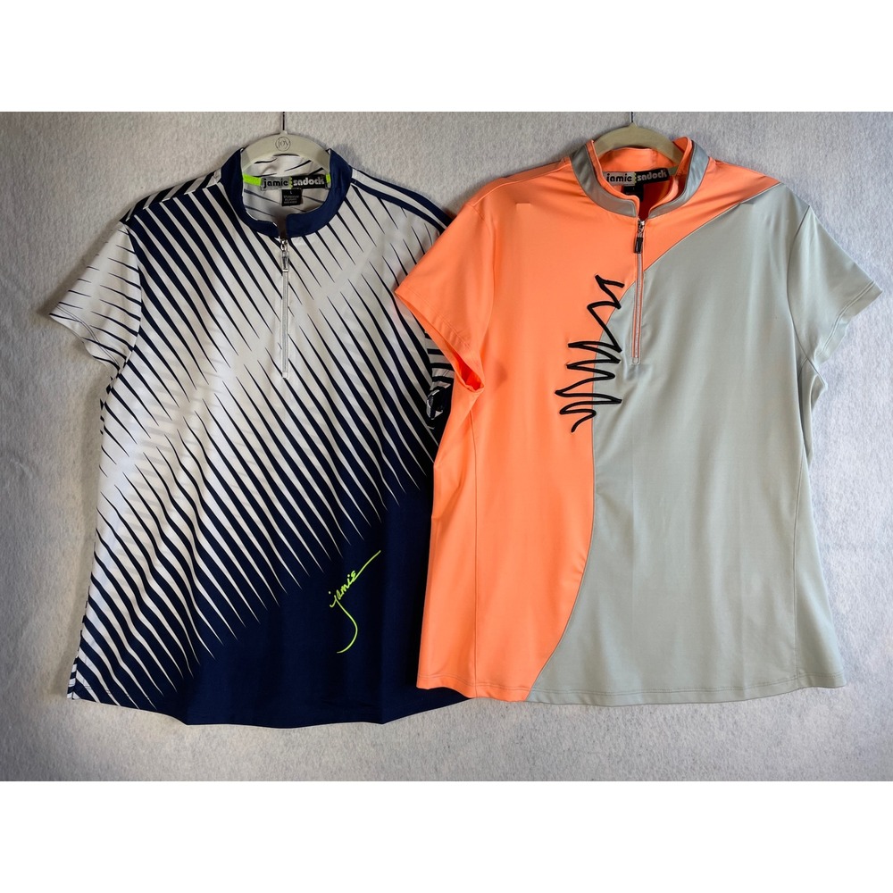 Jamie Sadock Womens Golf Tops Lot of 2 Quarter Zip Short Sleeve Large  EUC